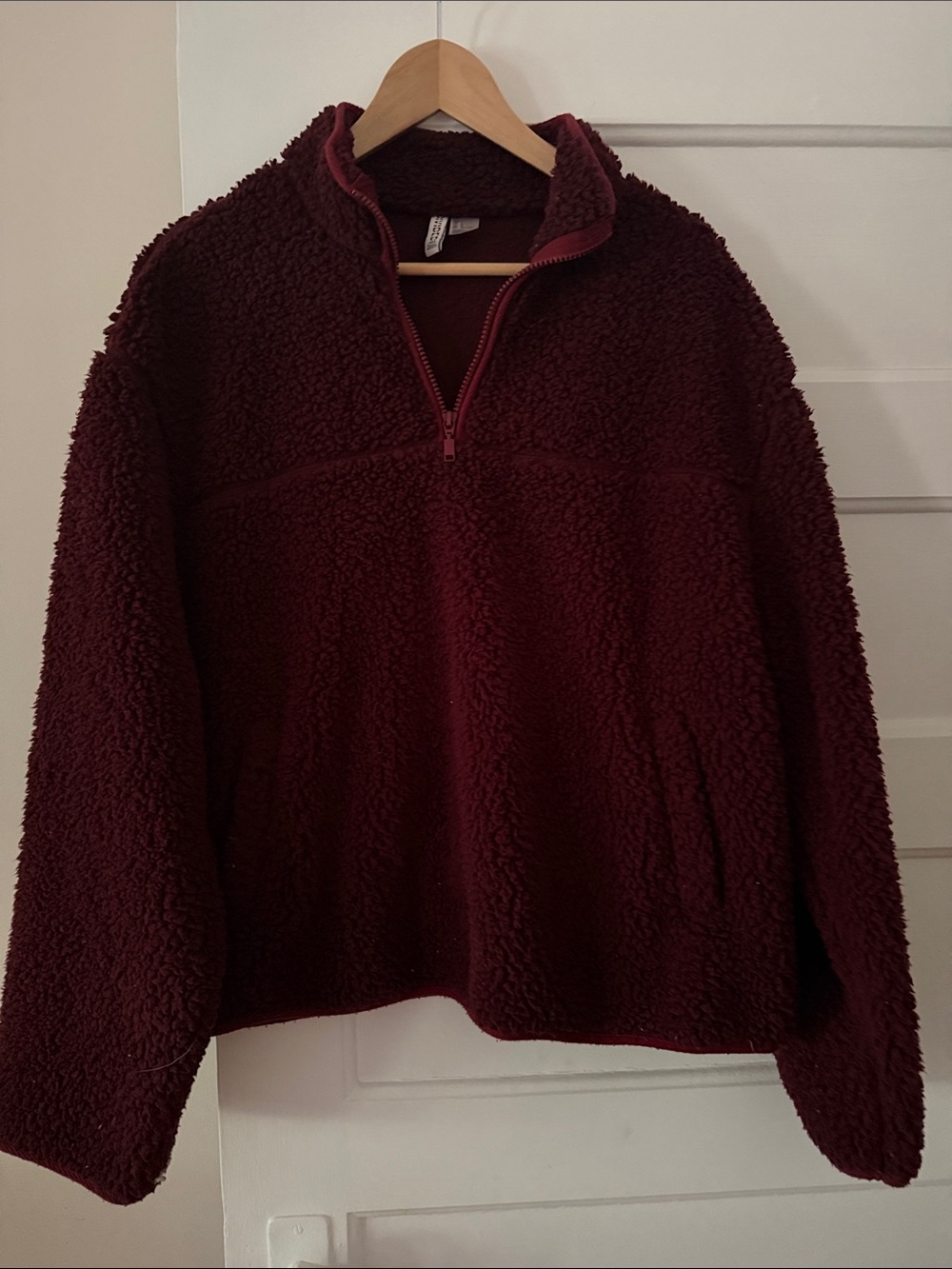 H&M Burgundy fleece Quarter-Zip Pullover